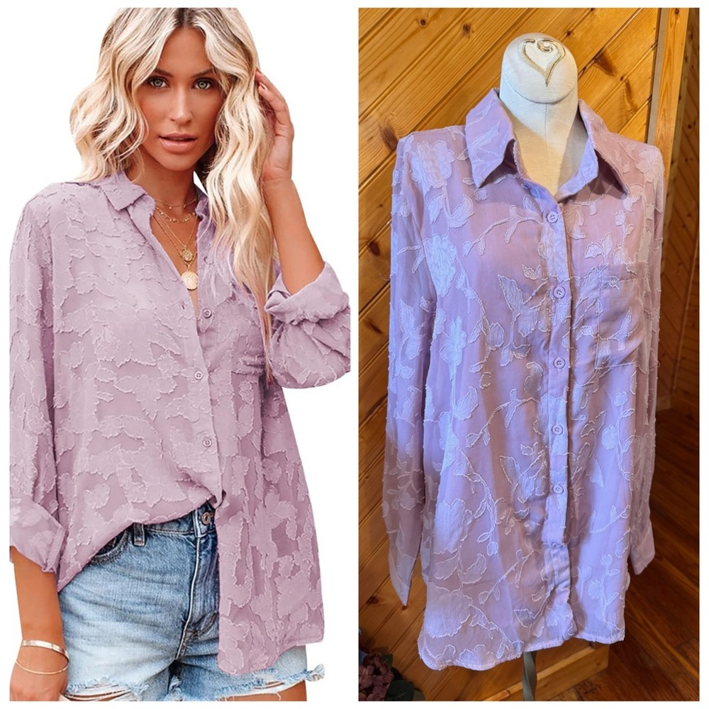 PrettyGarden Pink Textured Fabric Blouse
